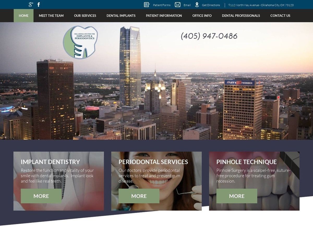 Oklahoma Center for Implants & Periodontics Website Screenshot from okperioimplant.com