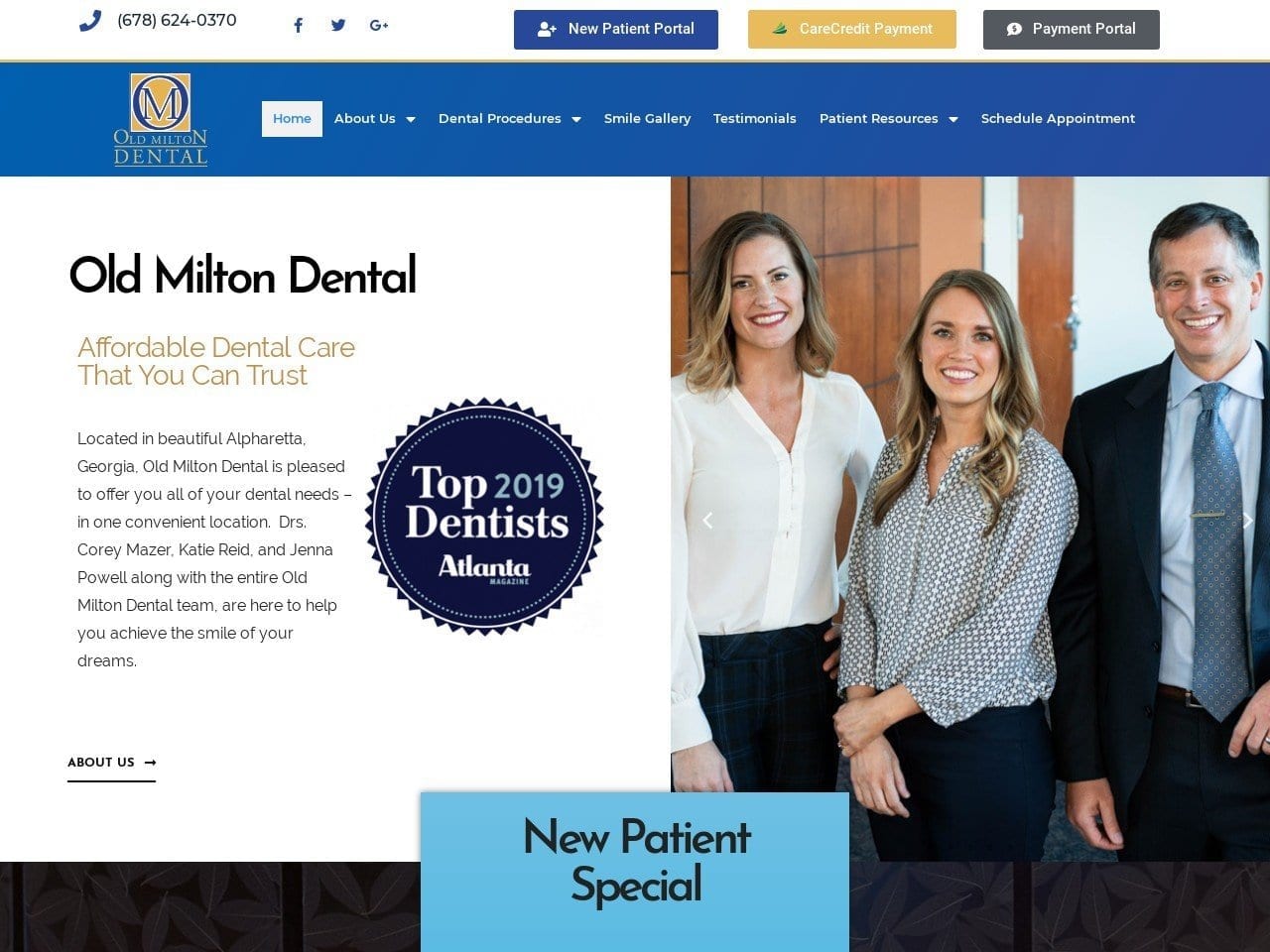 Old Milton Dental Website Screenshot from oldmiltondental.com