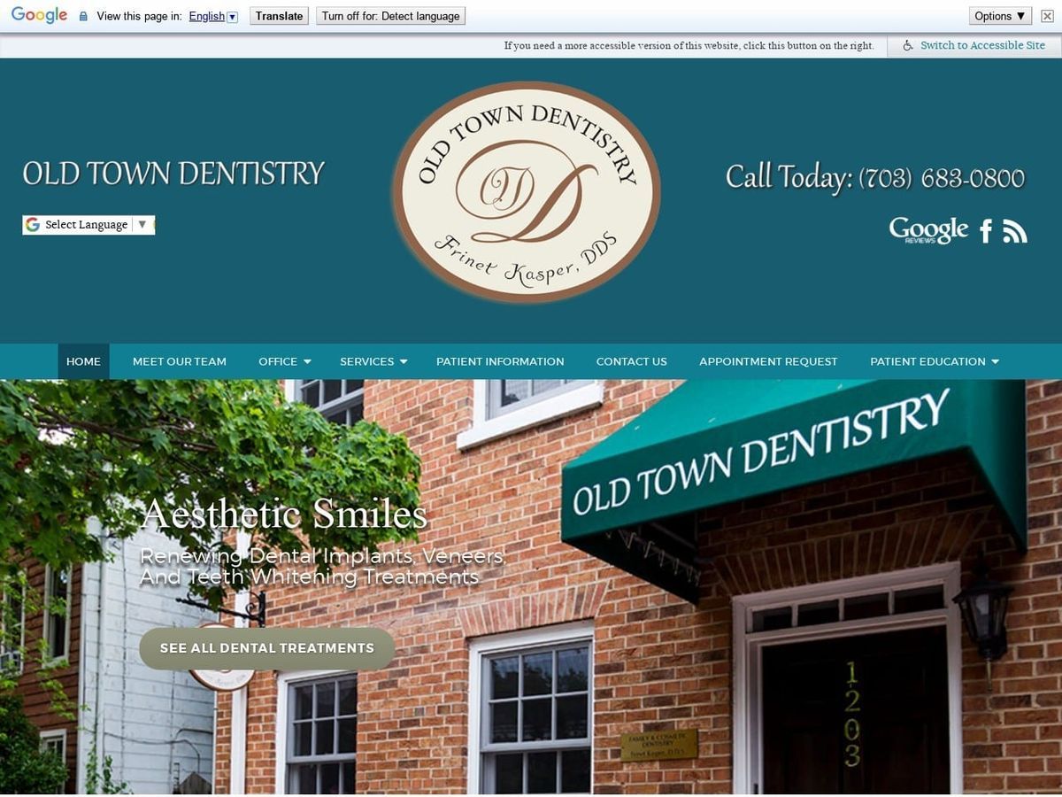 Old Town Dentist Website Screenshot from oldtowndentistry.com