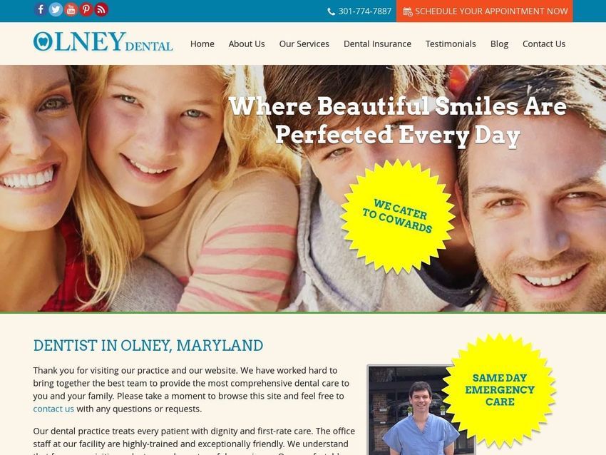 Olney Dental Dr. Dan E. Eisenberg DDS Website Screenshot from olneydental.com