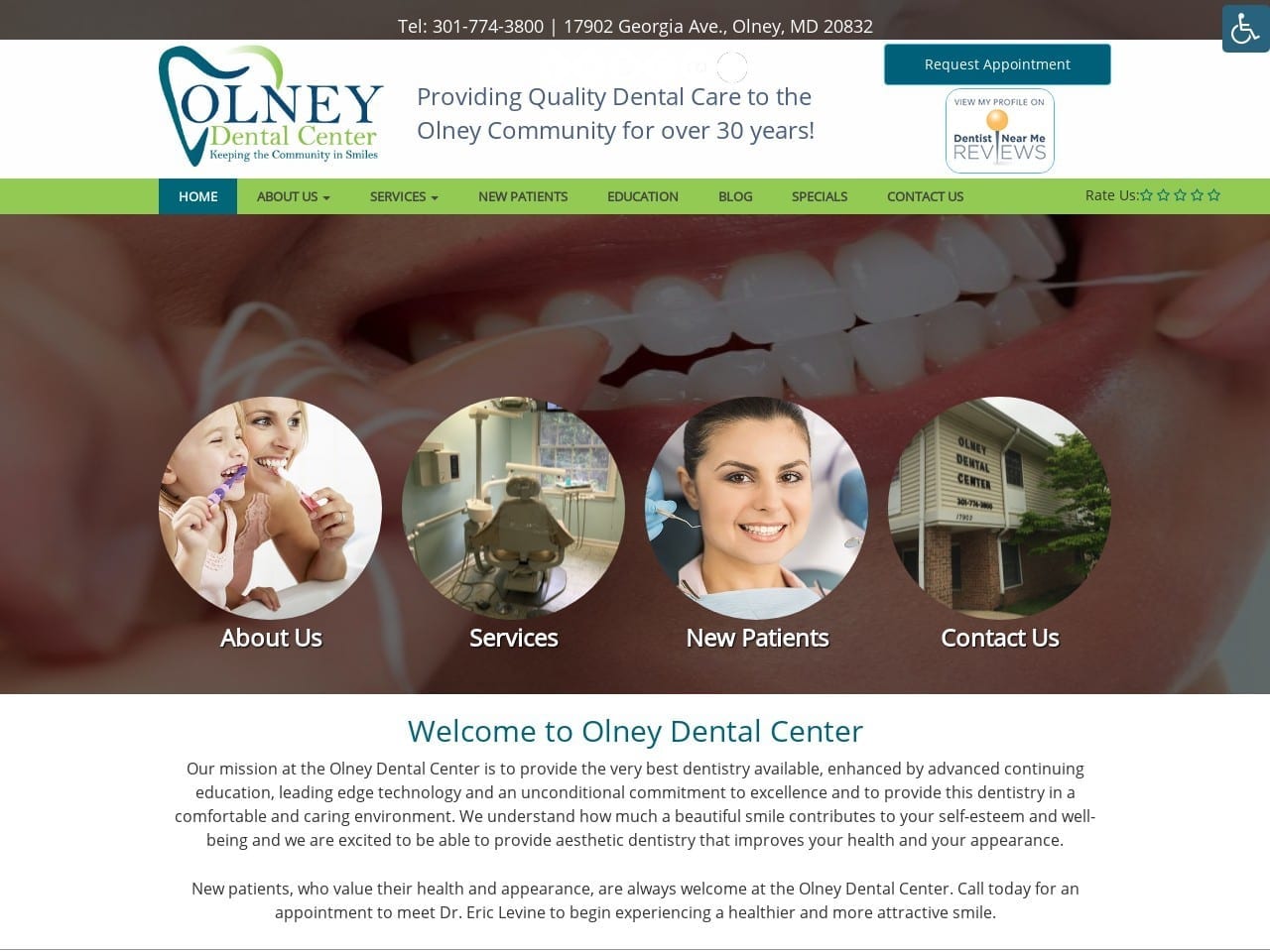 Olney Dental Center Website Screenshot from olneydentalcenter.com