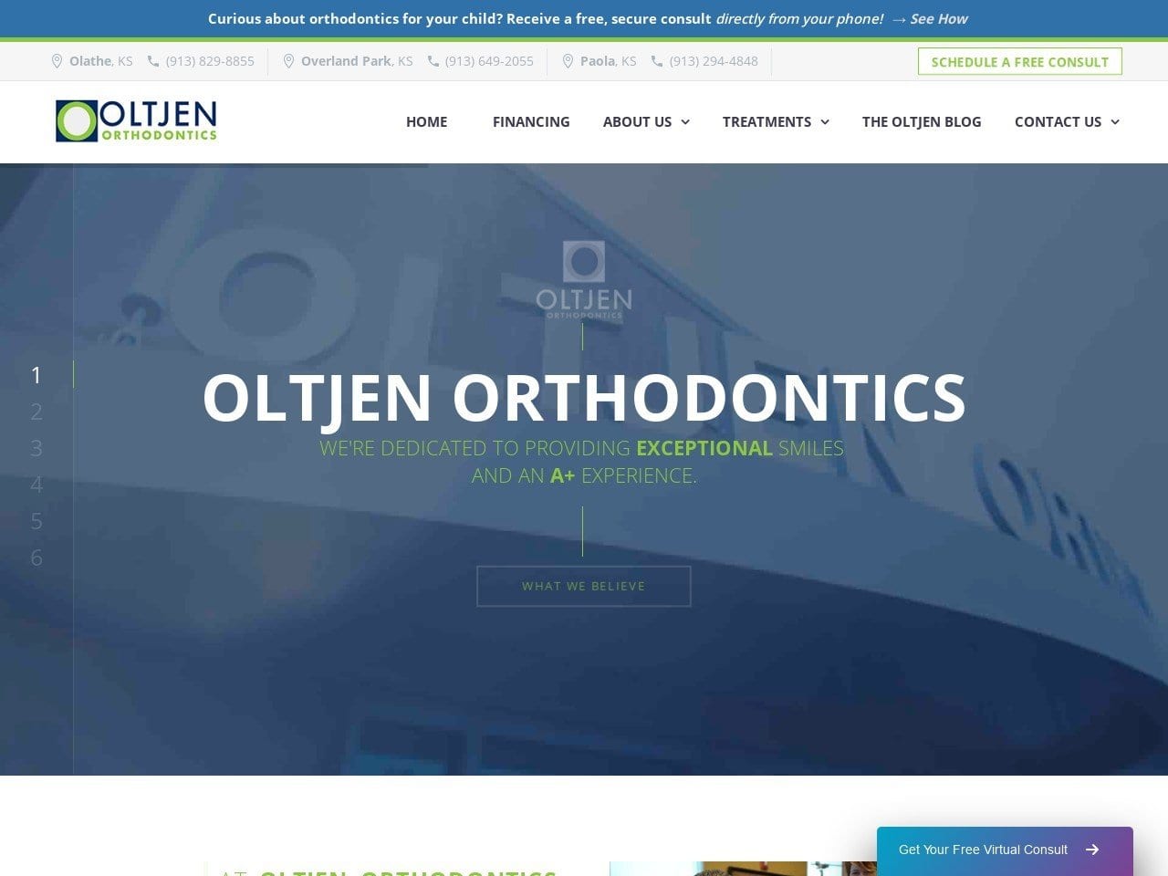 Oltjen Orthodontics Website Screenshot from oltjenbraces.com