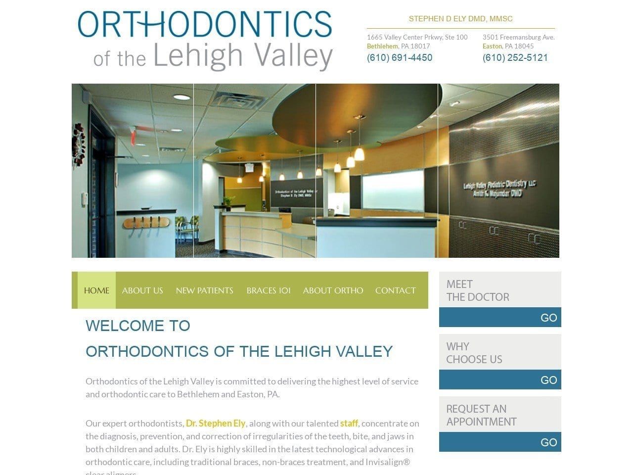 Orthodontics of the Lehigh Valley Website Screenshot from olvonline.com