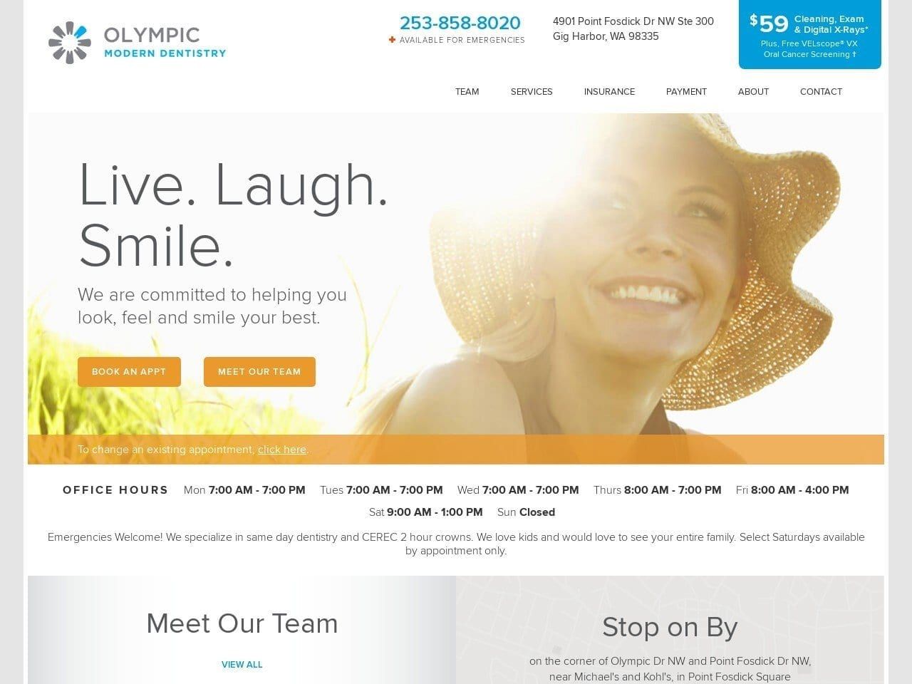 Olympic Modern Dentistry and Orthodontics Website Screenshot from olympicmoderndentistry.com
