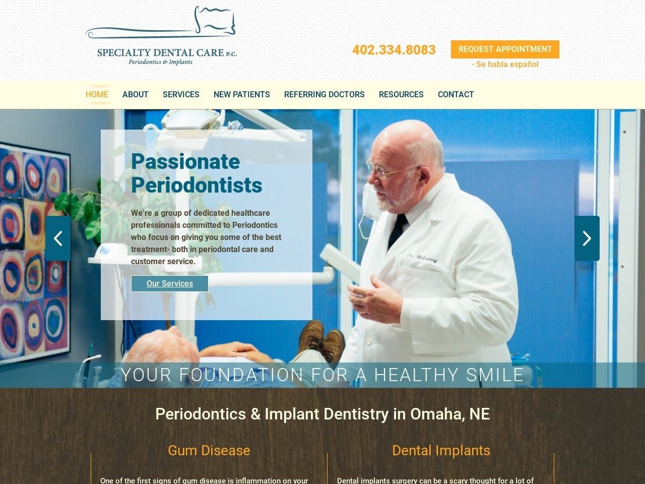 Dr. Timothy McVaney DDS Website Screenshot from omahaspecialtydental.com
