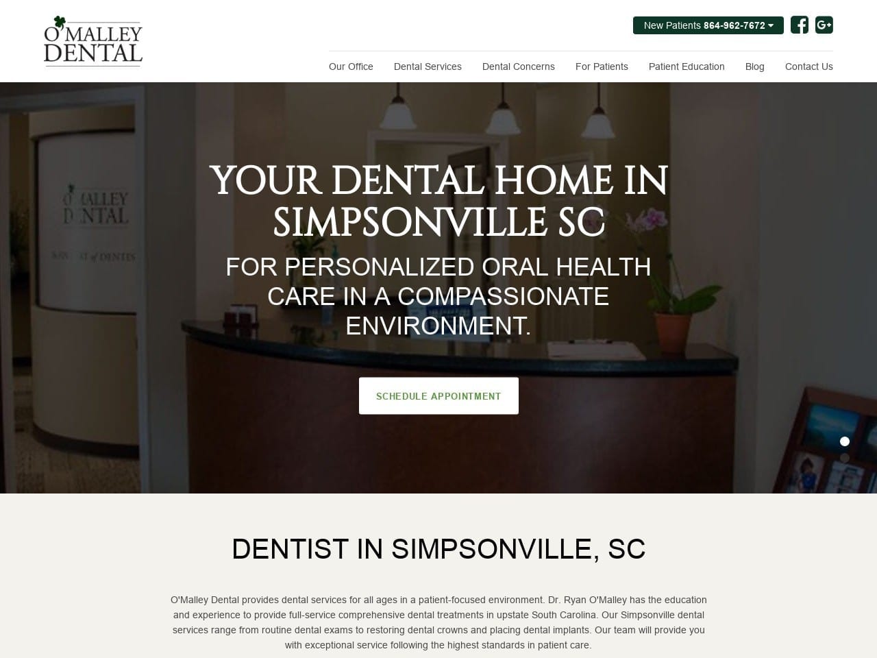 O Dentist Website Screenshot from omalleydental.com