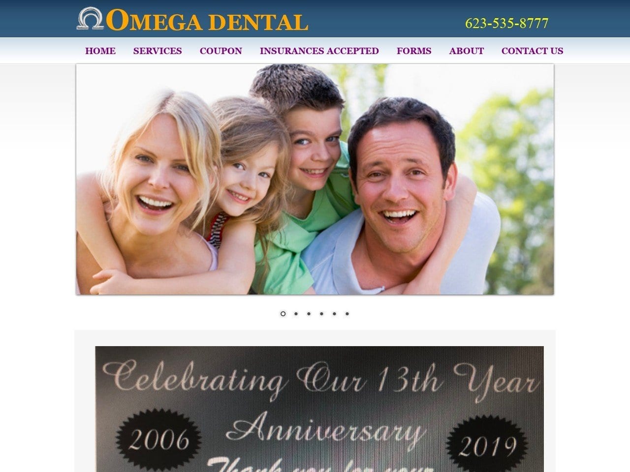 Omega Dental Website Screenshot from omegadentalgoodyear.com