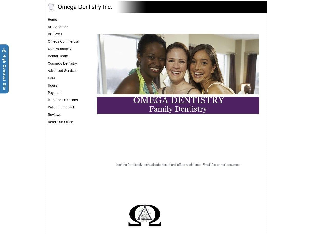 Omega Dentist Website Screenshot from omegadentistry.com