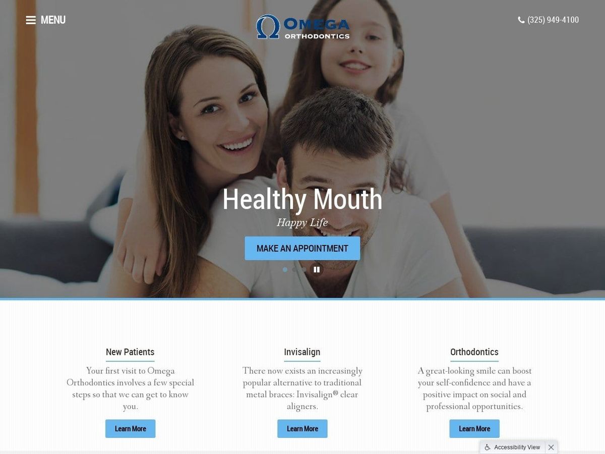 Omega Orthodontics Website Screenshot from omegaortho.net