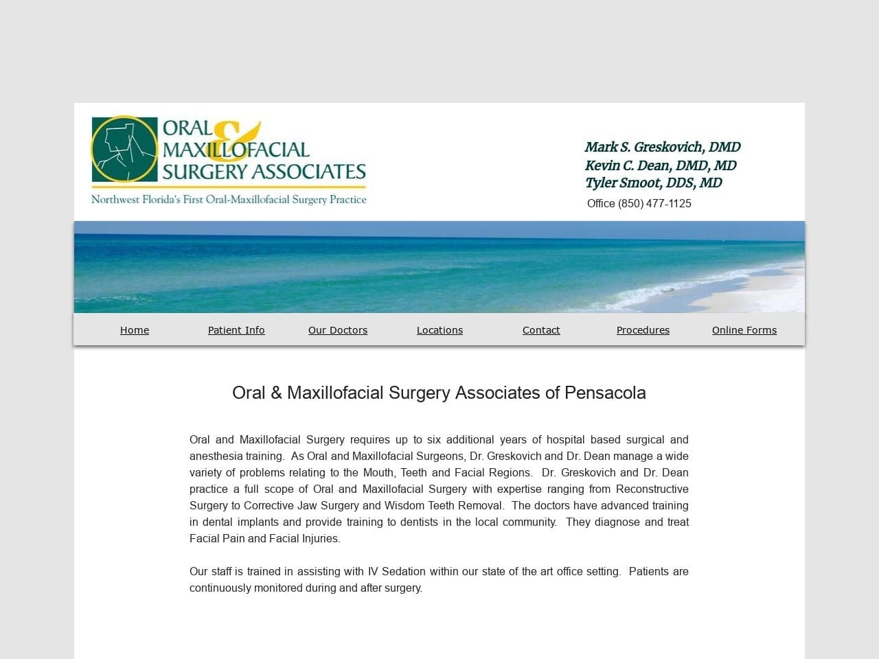 Oral & Maxillofacial Associates Greskovich Mark S Website Screenshot from omfs-pensacola.com