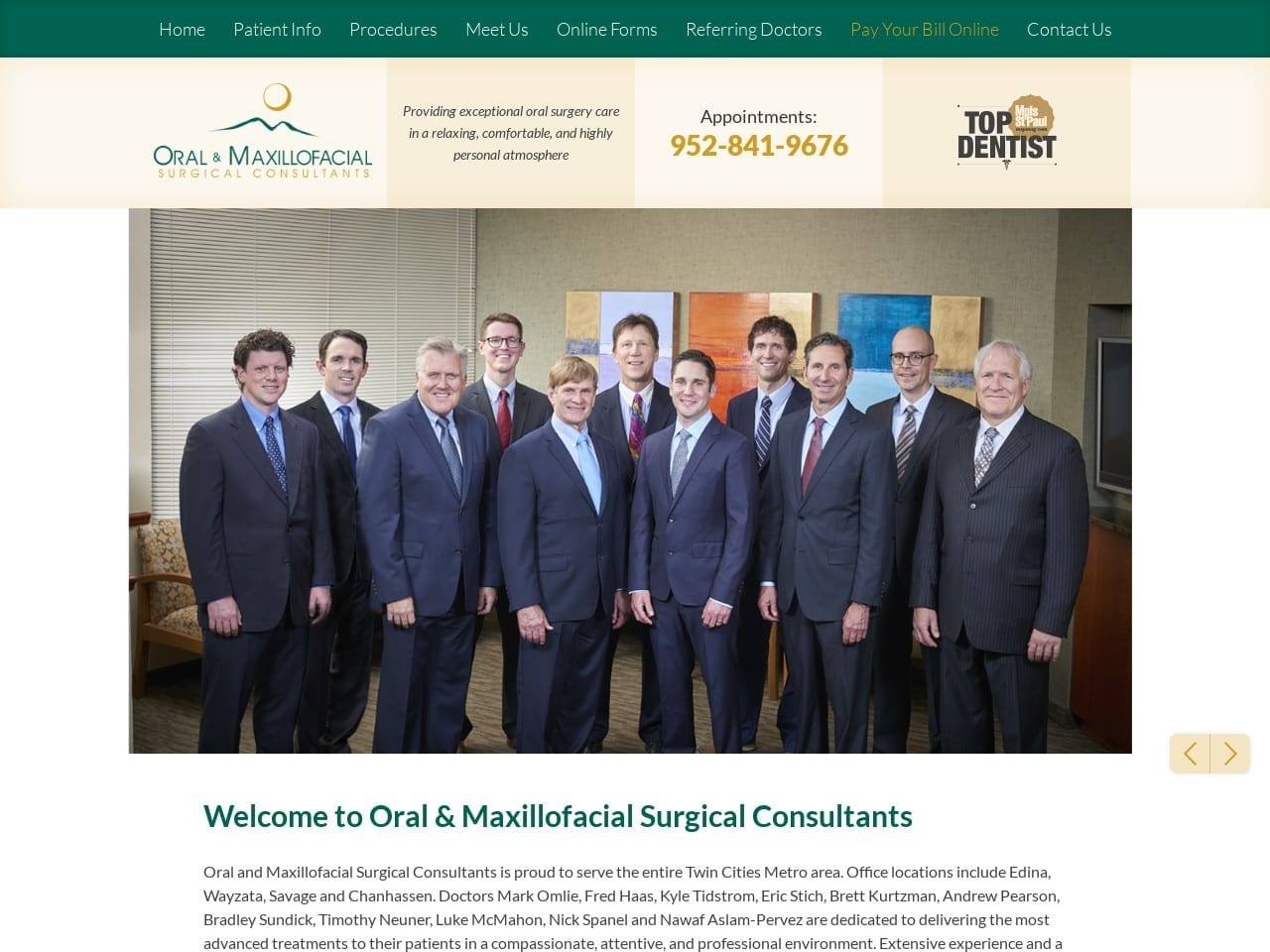 Oral & Maxillofacial Surgical Stich Eric F DDS Website Screenshot from omscmn.com