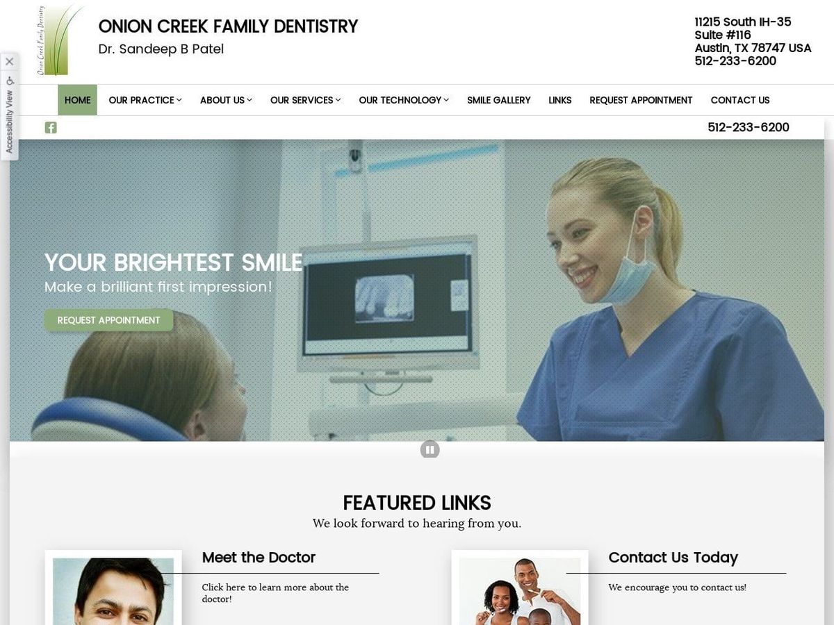 Onioncreek Dental Website Screenshot from onioncreekdental.com