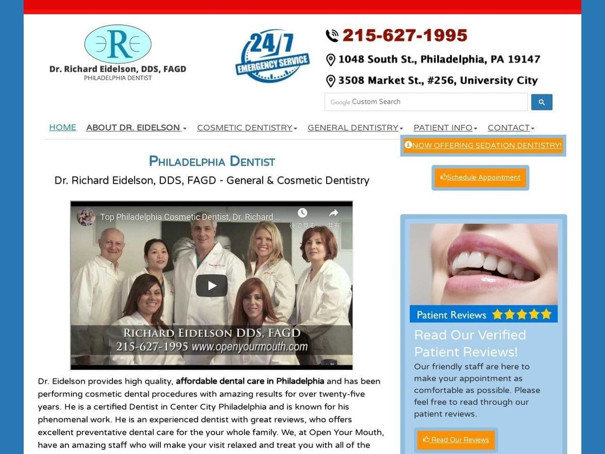 Main Street Dental Website Screenshot from openyourmouth.com