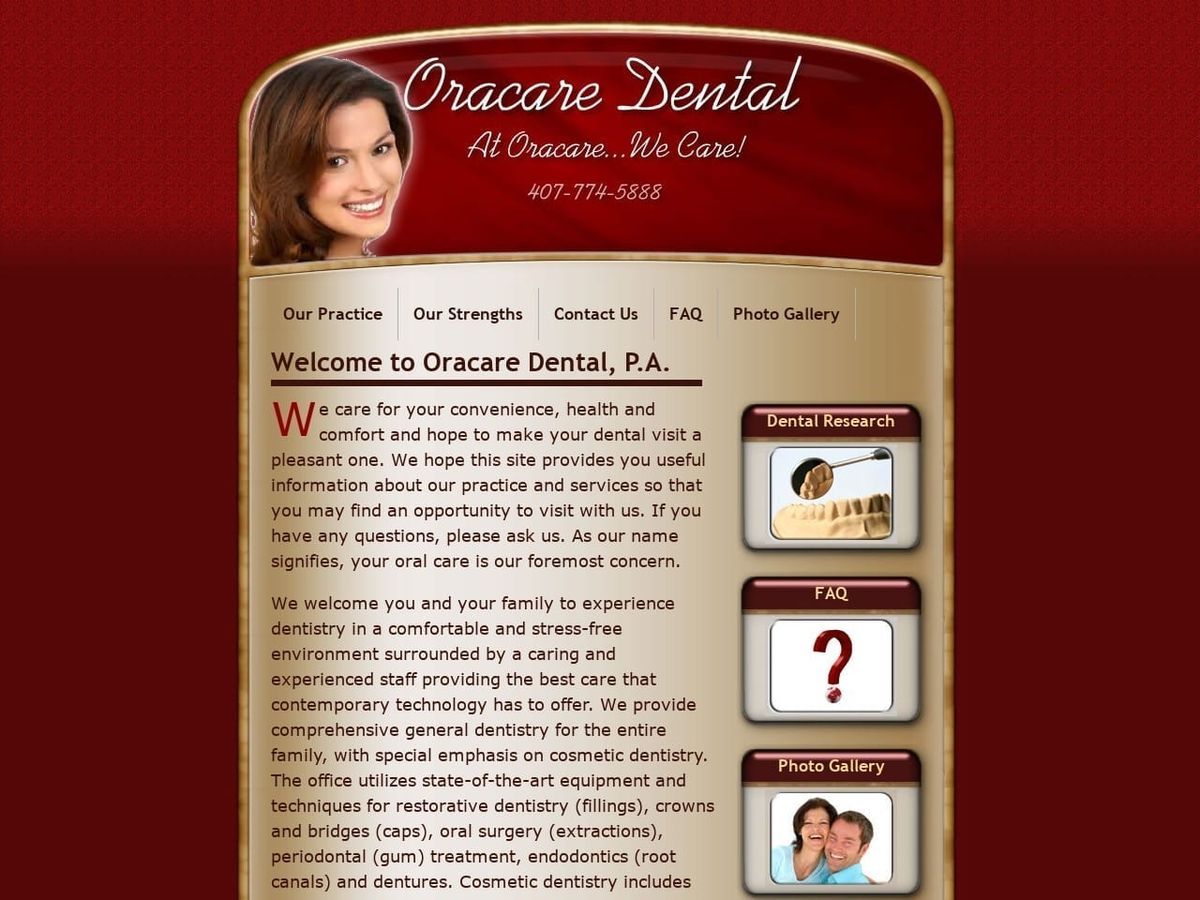 Oracare Dental Website Screenshot from oracarefl.com