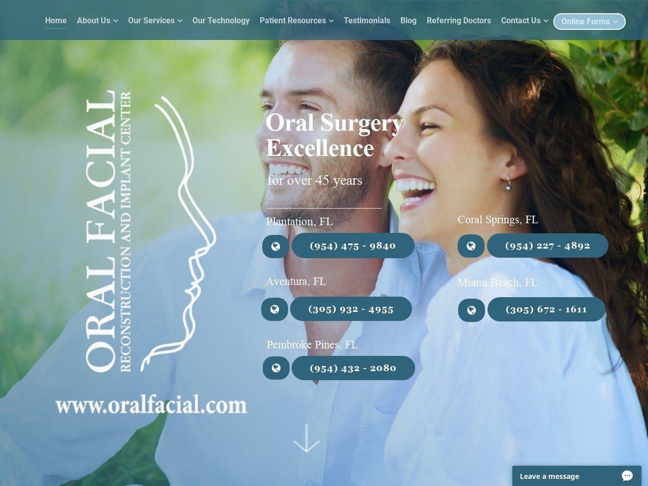 Oral Surgery Center Website Screenshot from oralfacial.net
