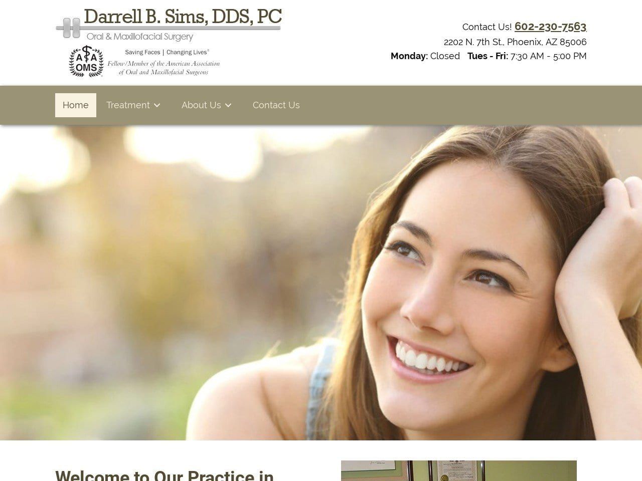 Dr. Darrell B. Sims DDS Website Screenshot from oralsurgeryaz.com