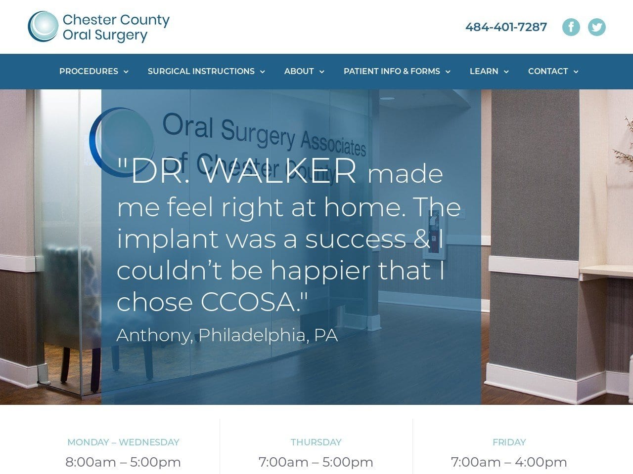 Oral & Maxillofacial Surgical Website Screenshot from oralsurgerychestercounty.com