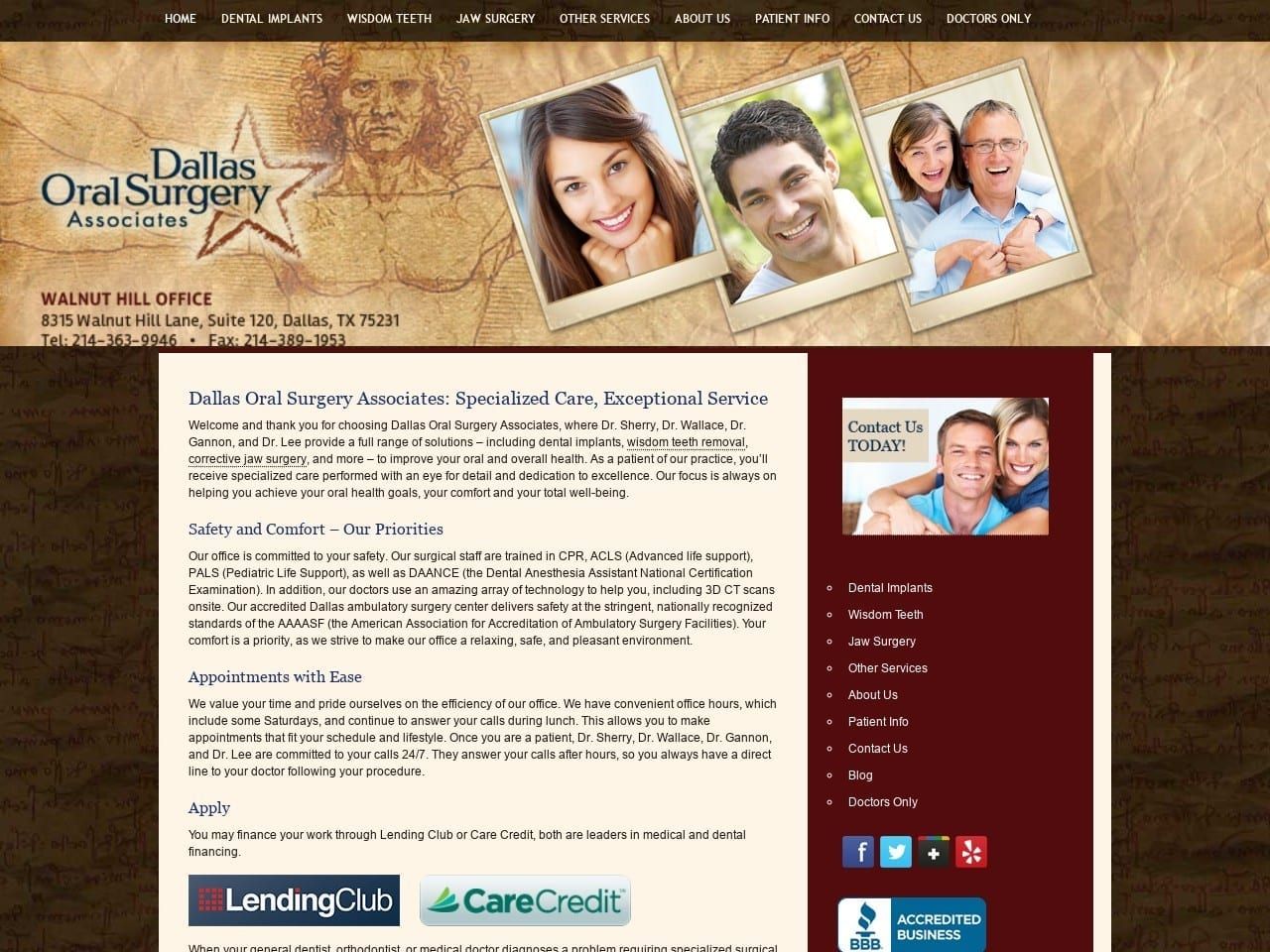 Surgery Associates Website Screenshot from oralsurgerydfw.com