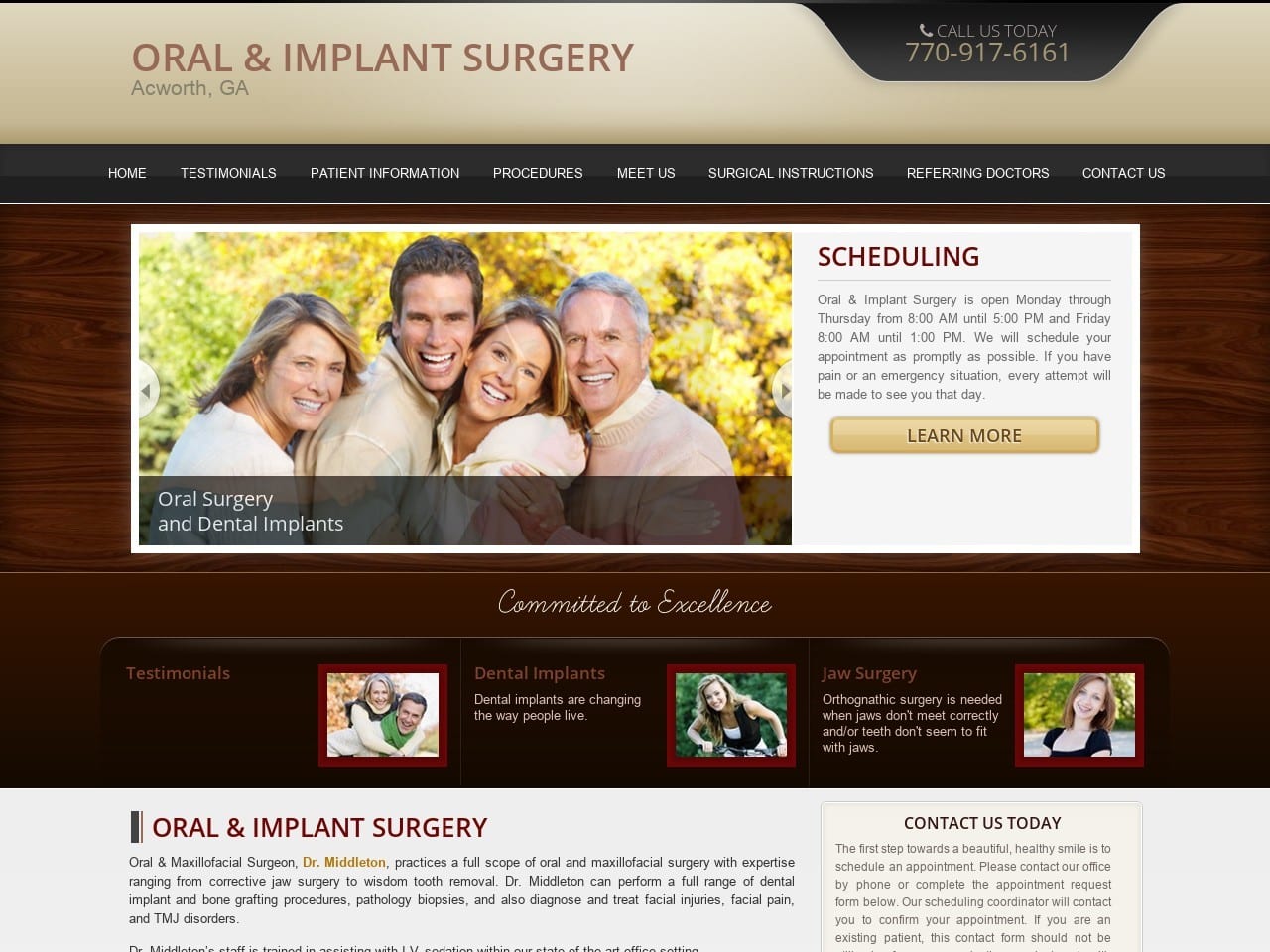 Oral & Implant Surgery LLC Website Screenshot from oralsurgerygeorgia.com