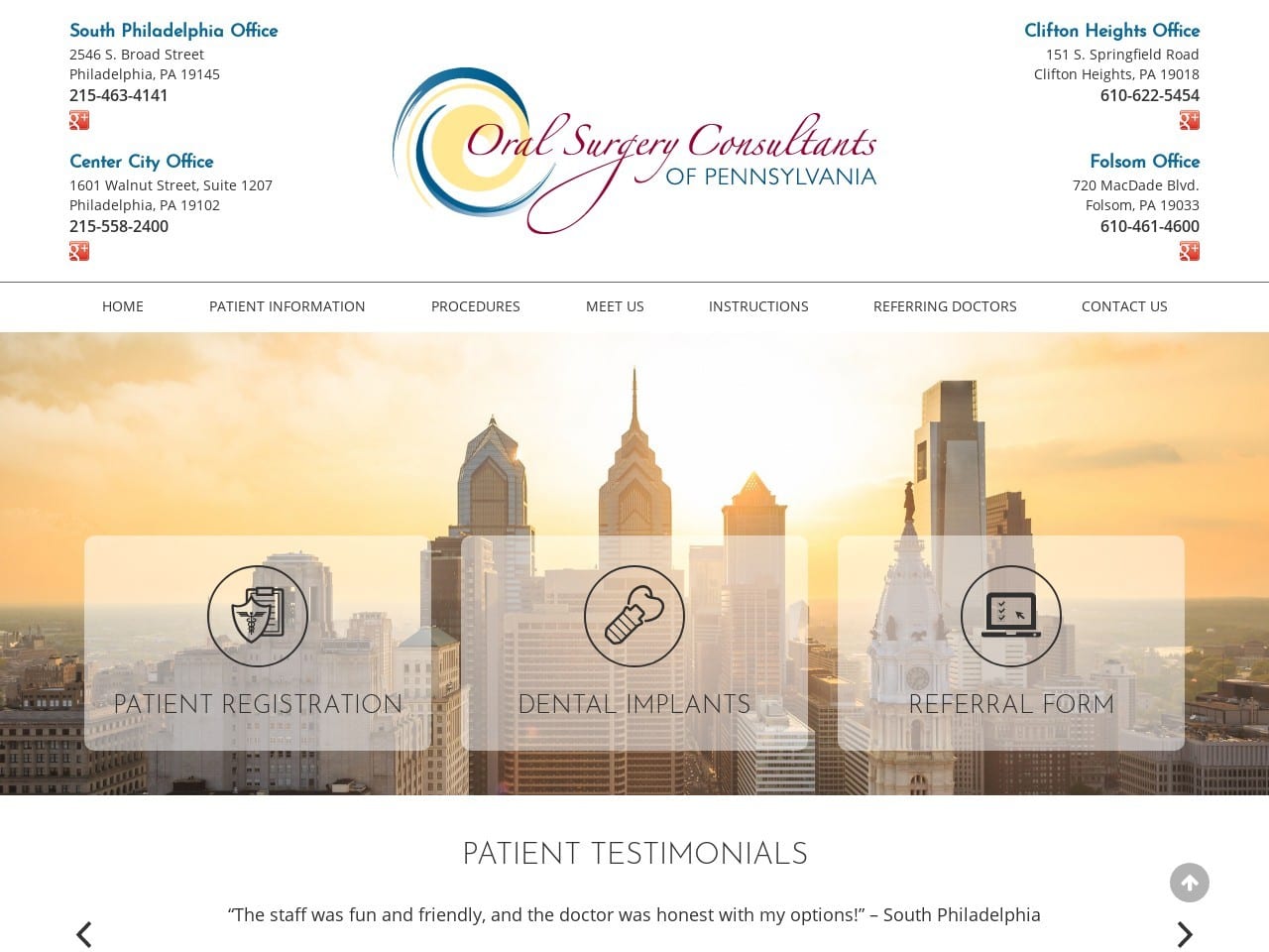 Oral Surgery Consultants Website Screenshot from oralsurgerypa.com