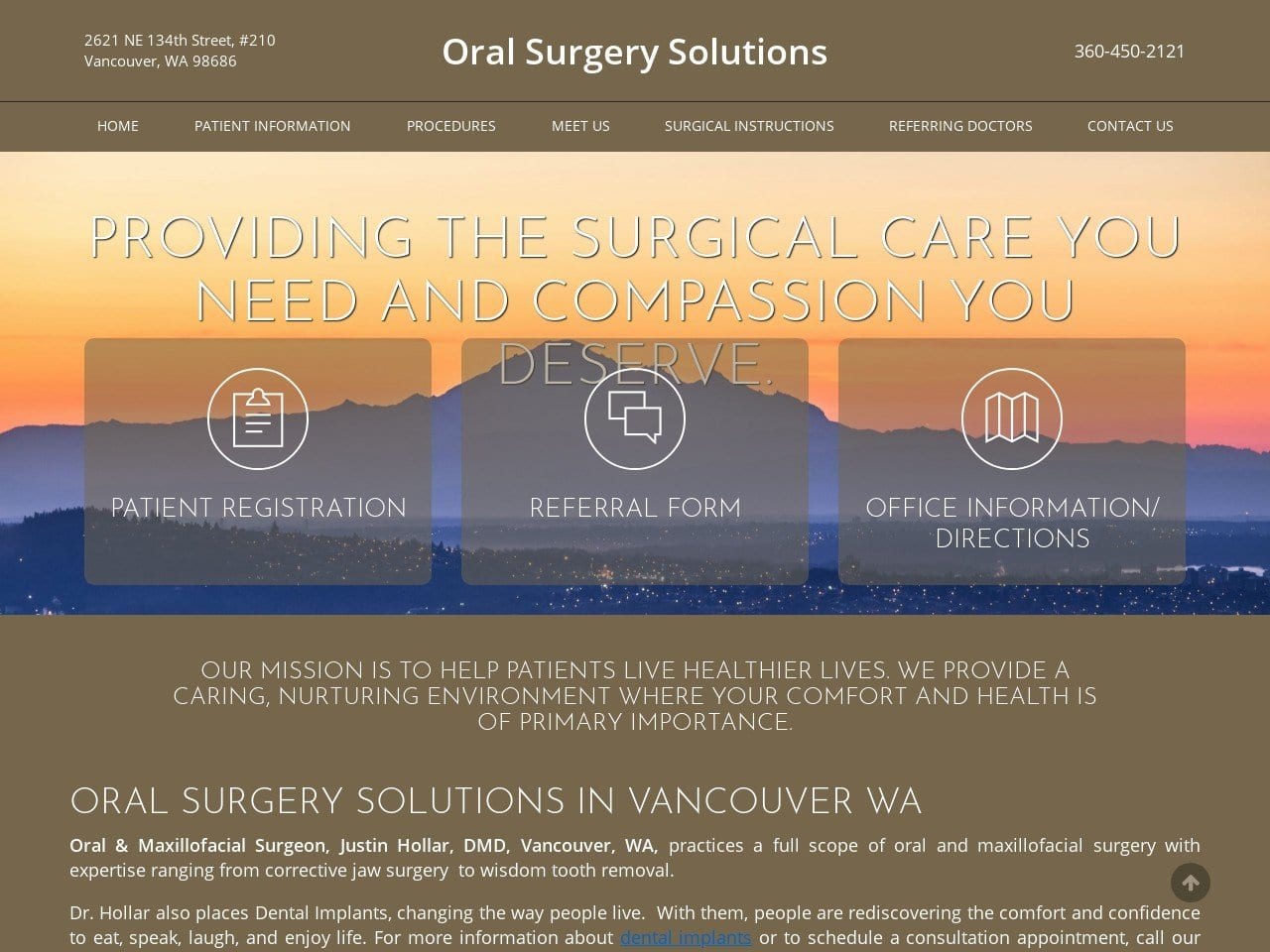 Hollar Justin DDS Website Screenshot from oralsurgerysolutions.com