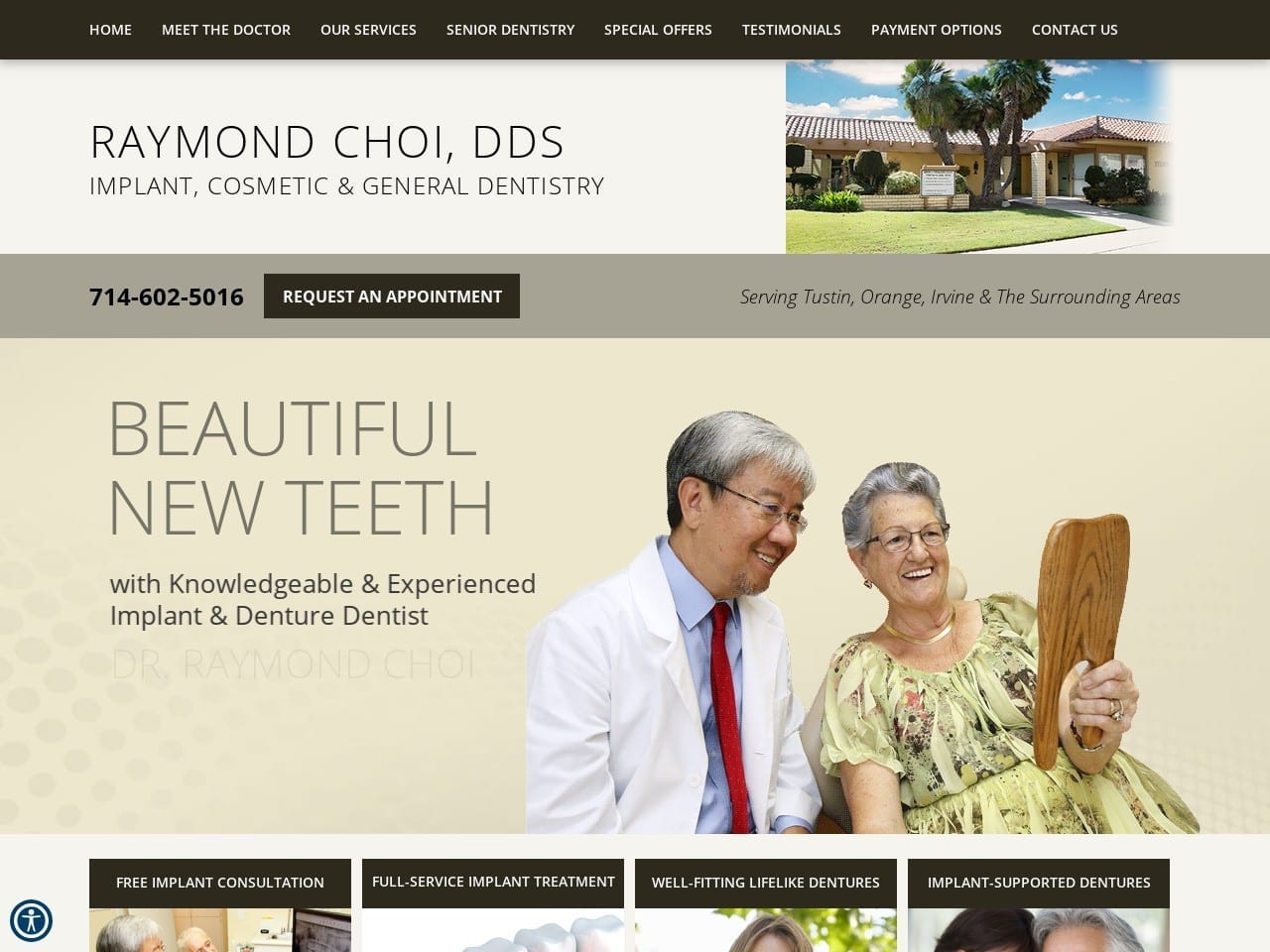 Raymond Choi DDS Website Screenshot from orangecountyimplantdentist.com