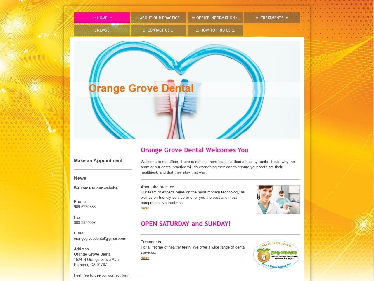 Orange Grove Dental Website Screenshot from orangegrovedental.com