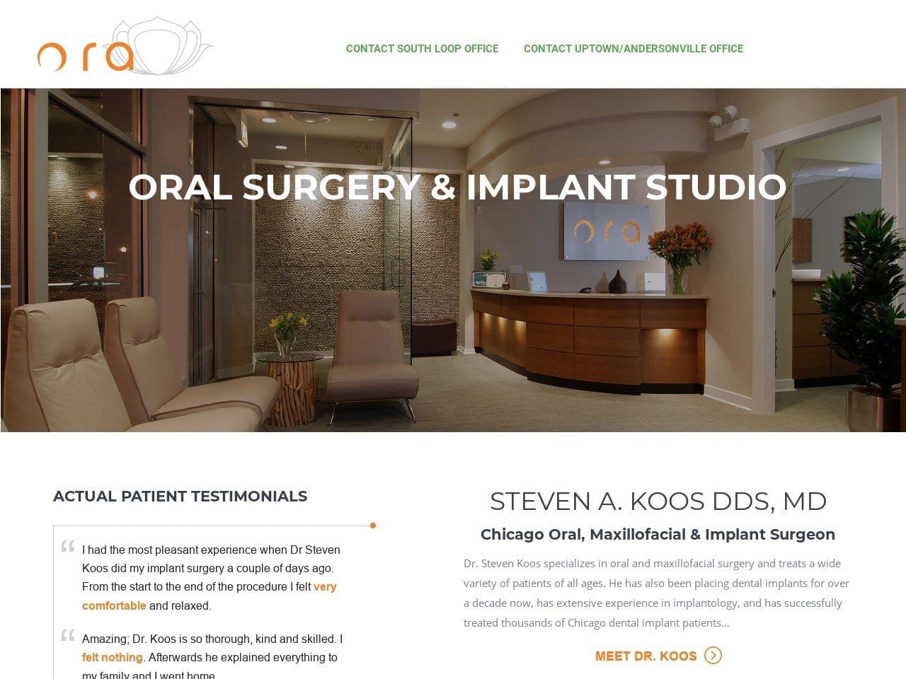 Ora Oral Surgery Dentist Website Screenshot from orasurgery.com