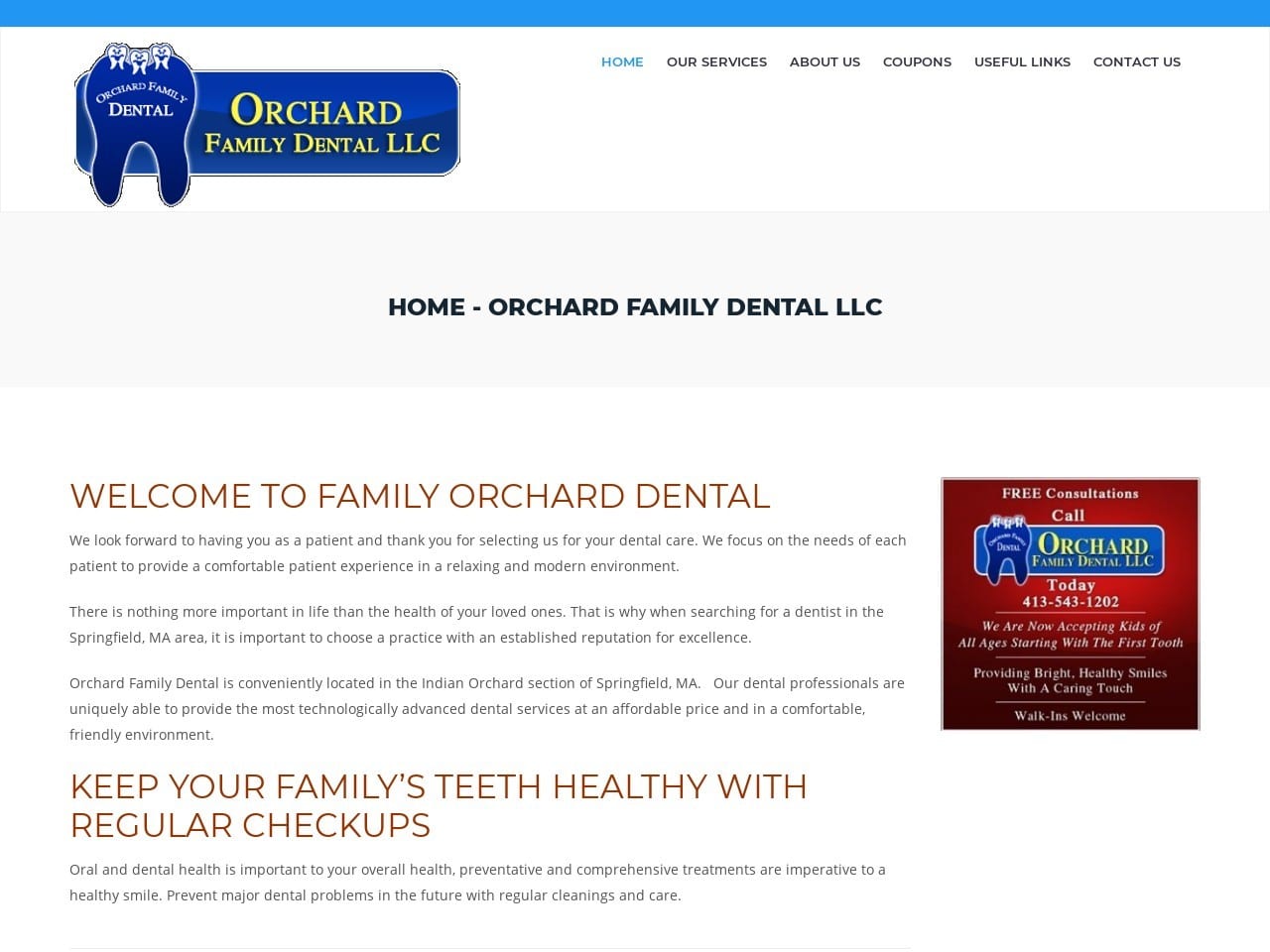 Orchard Family Dental Llc Website Screenshot from orchardfamilydentalllc.com