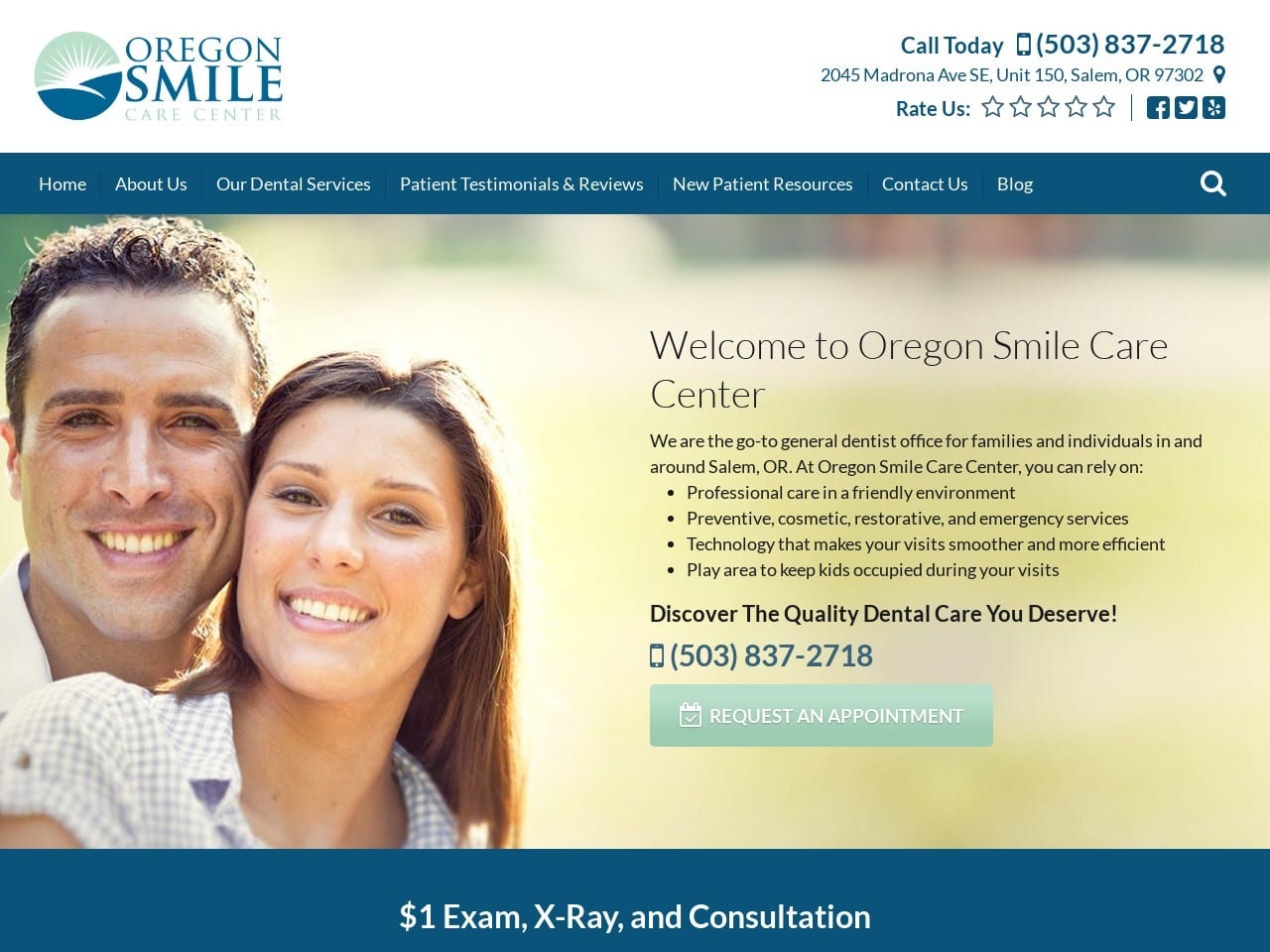 Oregon Smile Care Center Website Screenshot from oregonsmilecare.com