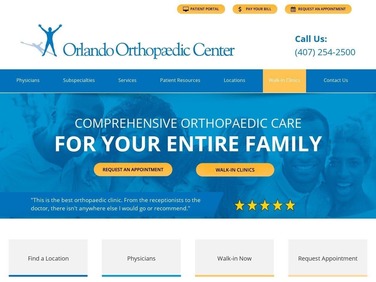 Orlando Orthopaedic Center Website Screenshot from orlandoortho.com