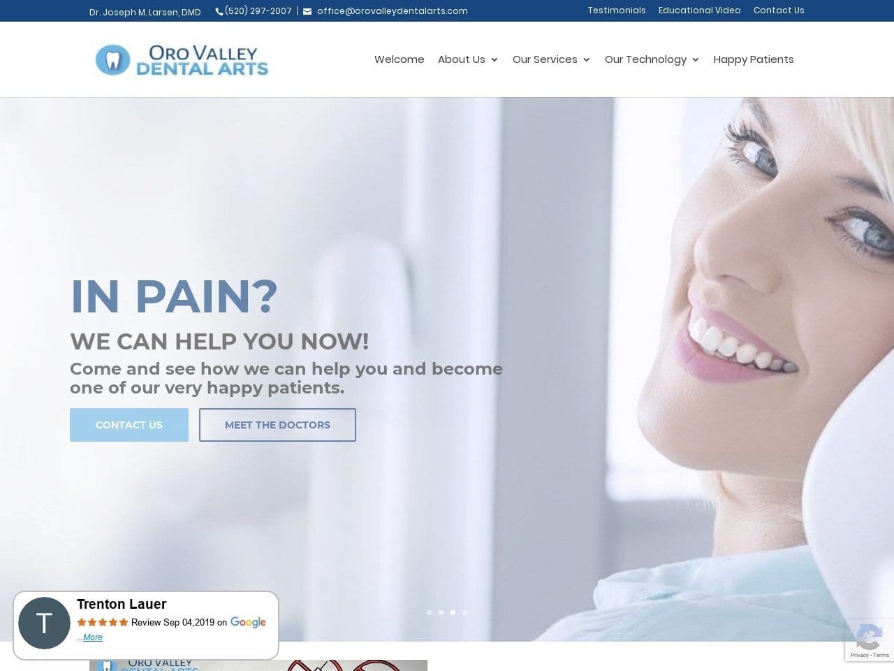 Oro Valley Dental Arts Website Screenshot from orovalleydentalarts.com