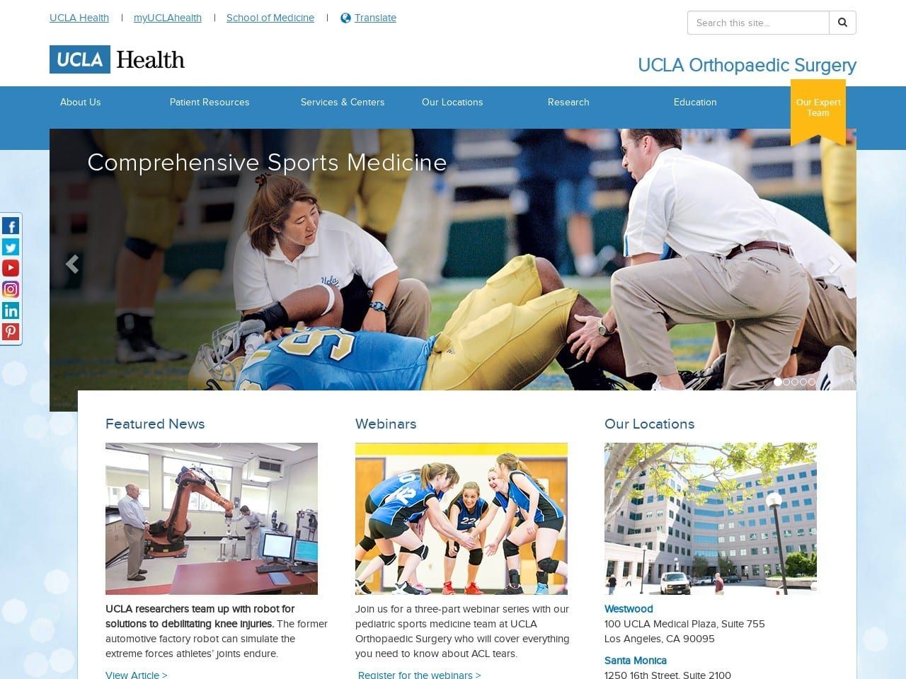 Santa Monica Website Screenshot from ortho.ucla.edu