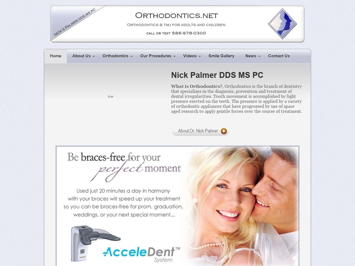 Dr. Nick S. Palmer DDS Website Screenshot from orthodontics.net