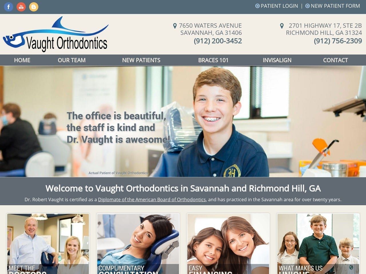 Vaught Orthodontics Website Screenshot from orthodontistinsavannah.com
