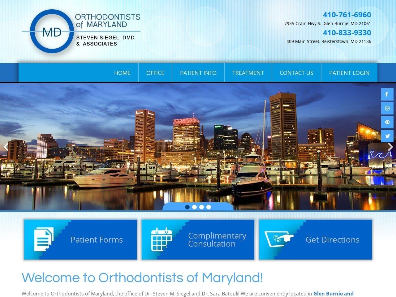 Orthodontists of Maryland Website Screenshot from orthodontistsofmaryland.com