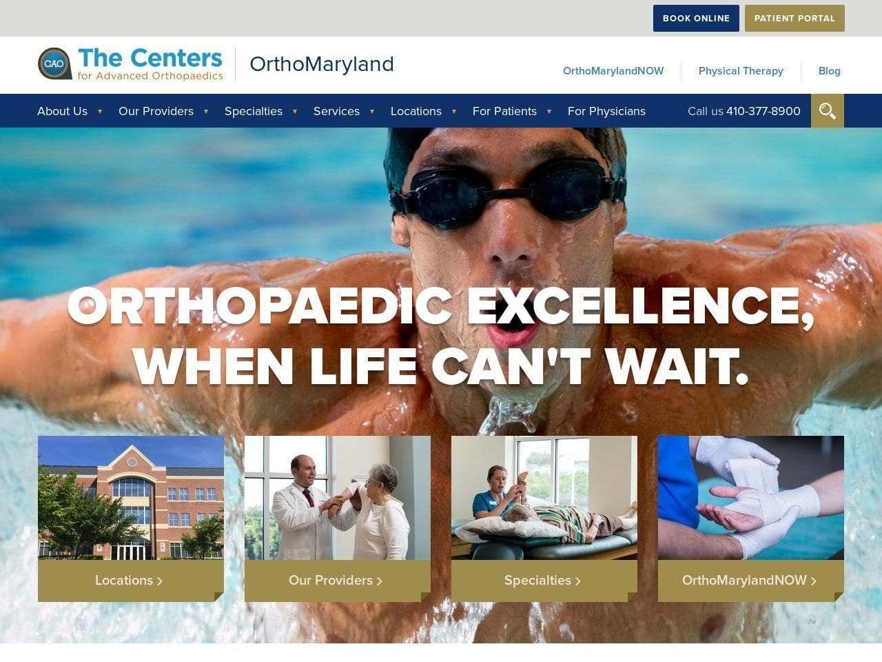 Ortho Maryland Website Screenshot from orthomaryland.net