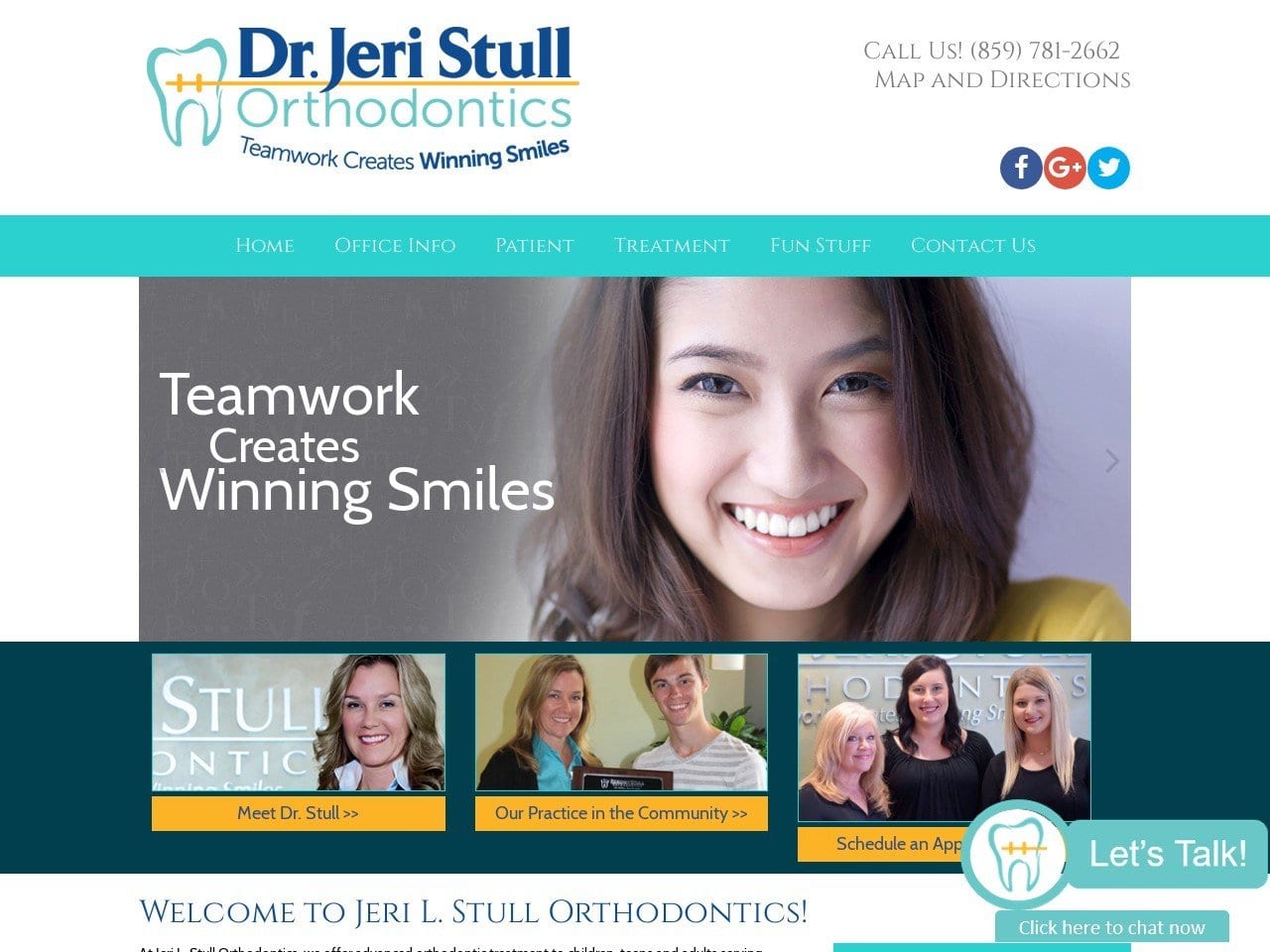 Stull Orthodontics Website Screenshot from orthosmileteam.com