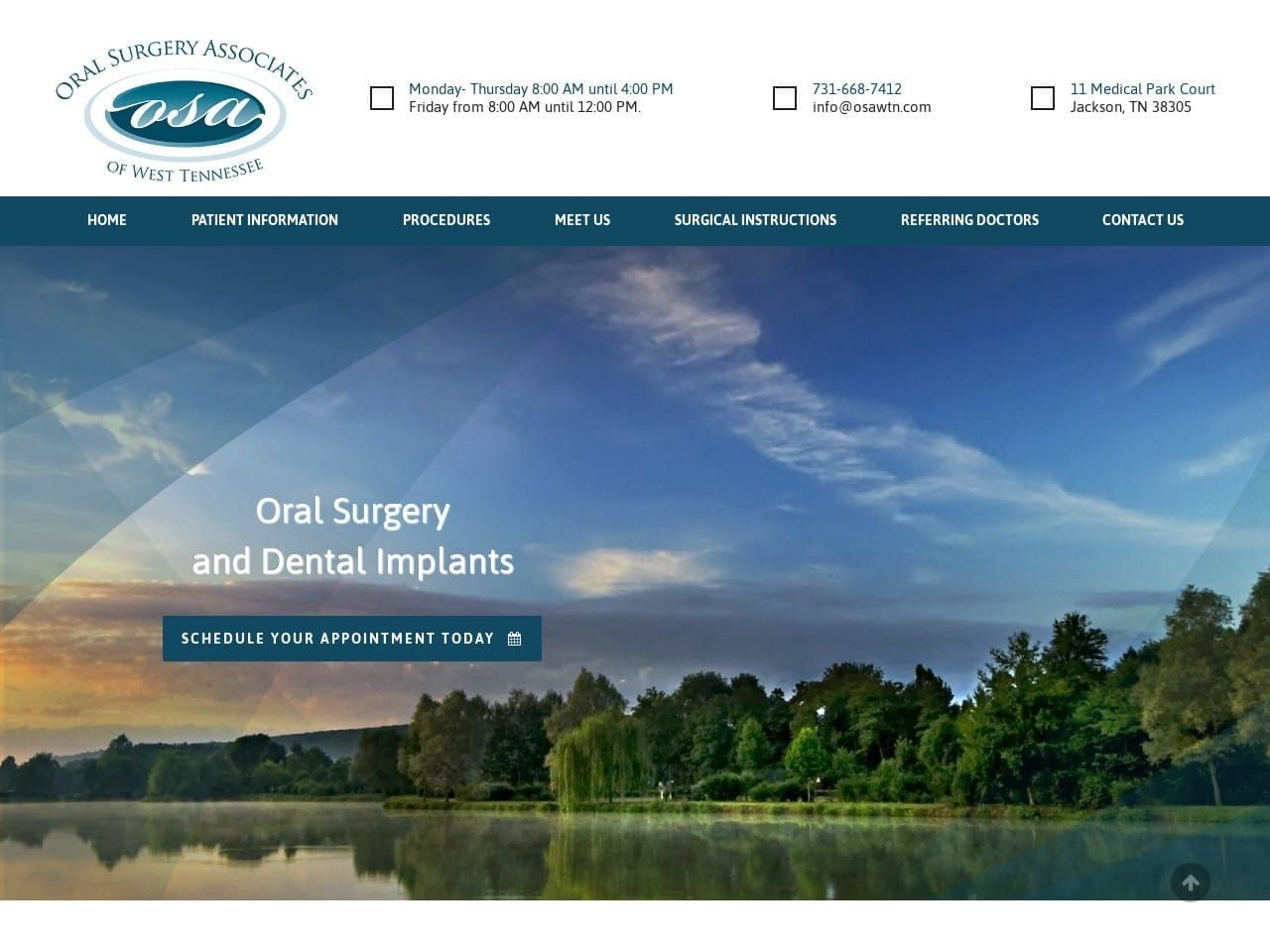 Oral Surgery Associates of W Tn Website Screenshot from osawtn.com