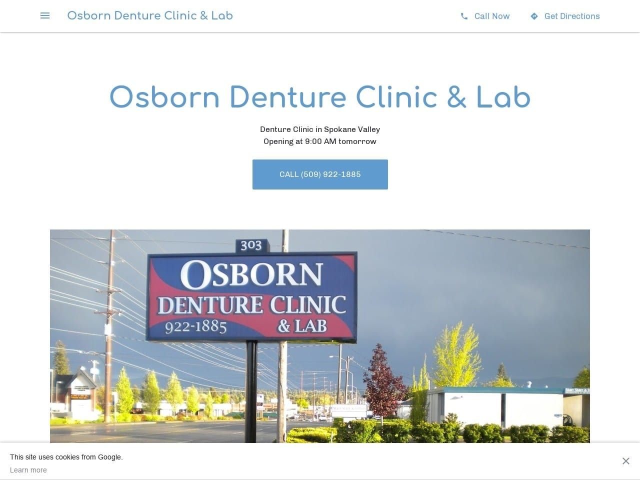Osborn Denture Clinic Dentist Website Screenshot from osborndentureclinic.com