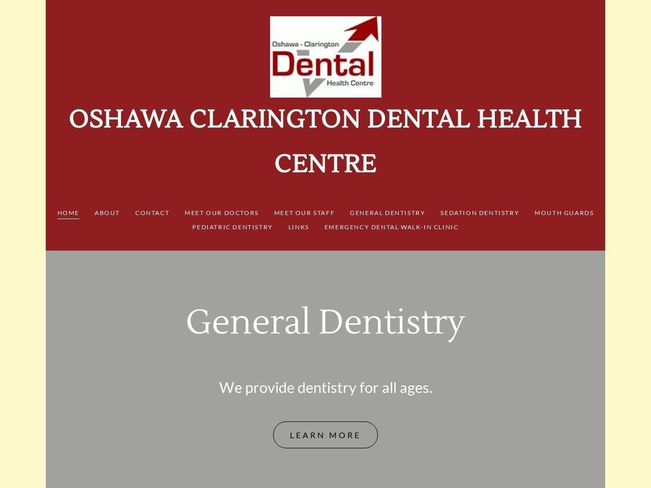 Oshawaclarington Dental Healthcentre Website Screenshot from oshawaclaringtondentalhealthcentre.com
