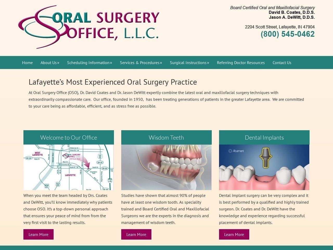 Oral Surgery Office Website Screenshot from osolafayette.com