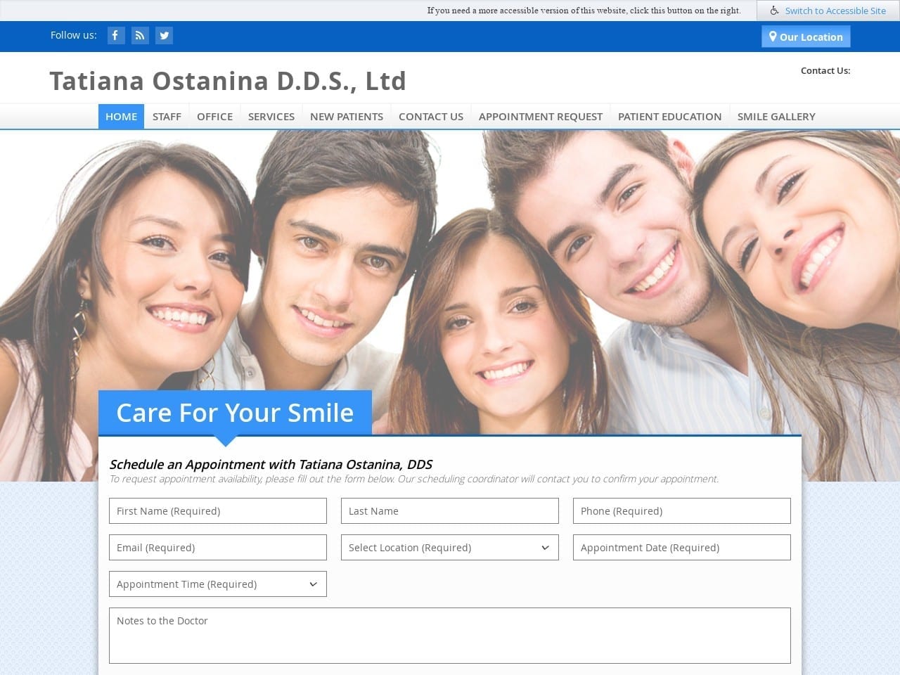 Dr. Larry D. Foster DDS Website Screenshot from ostaninadds.com