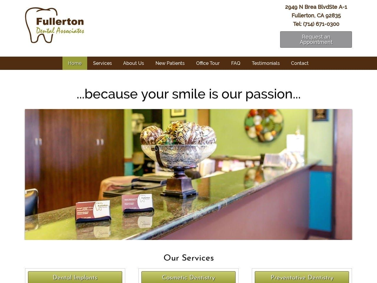 Ourfullerton Dentist Website Screenshot from ourfullertondentist.com