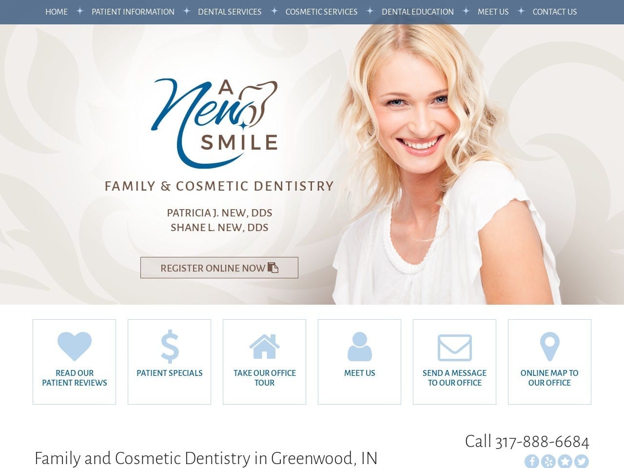 Dr. Patricia J. New DDS Website Screenshot from ournewdentist.com