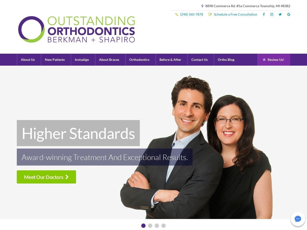 Berkman + Shapiro Orthodontics Website Screenshot from outstandingortho.com