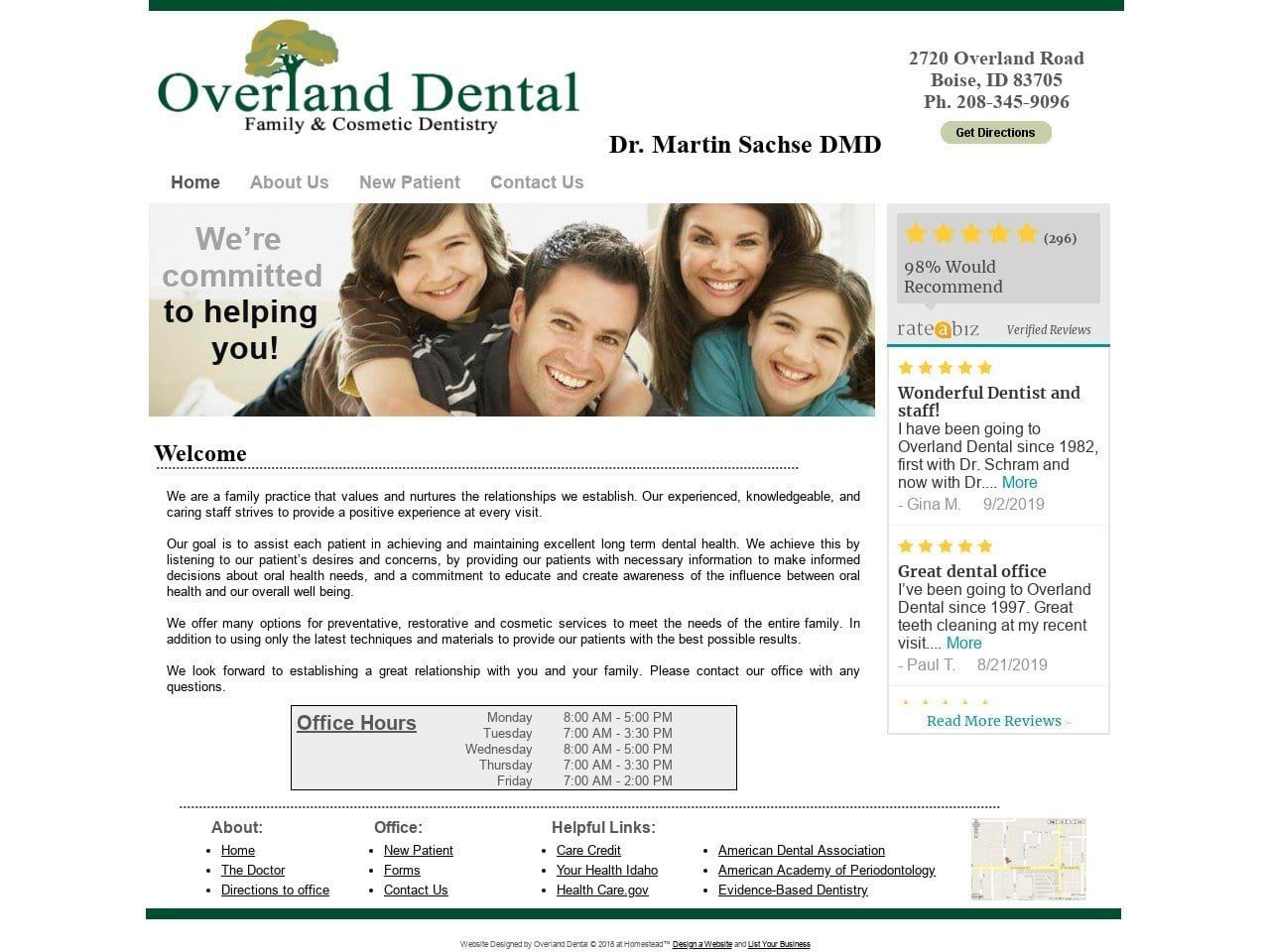 Overland Dental Website Screenshot from overlanddentalboise.com