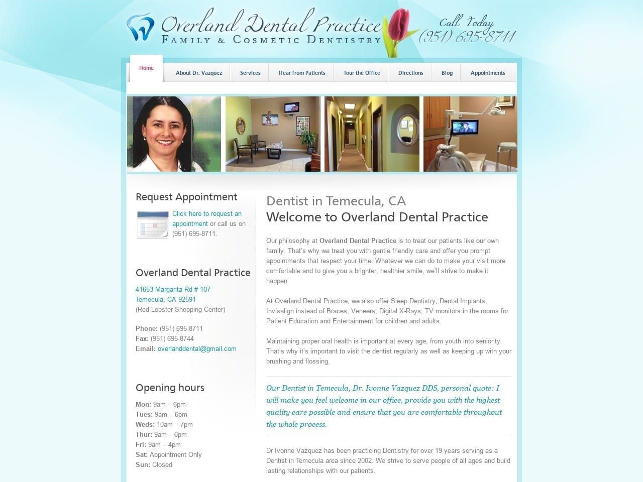 Overland Dental Practice Website Screenshot from overlanddentalpractice.com