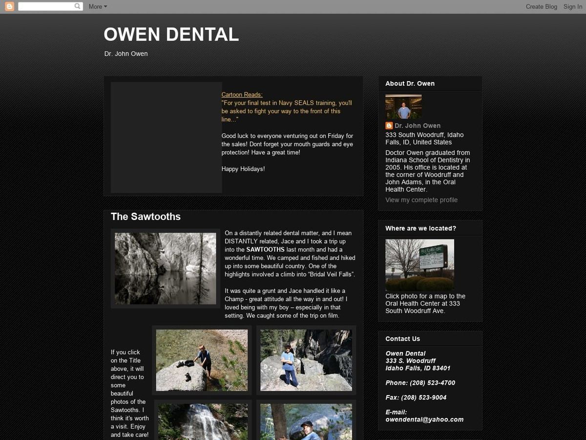 Owen Dental Website Screenshot from owendental.blogspot.com
