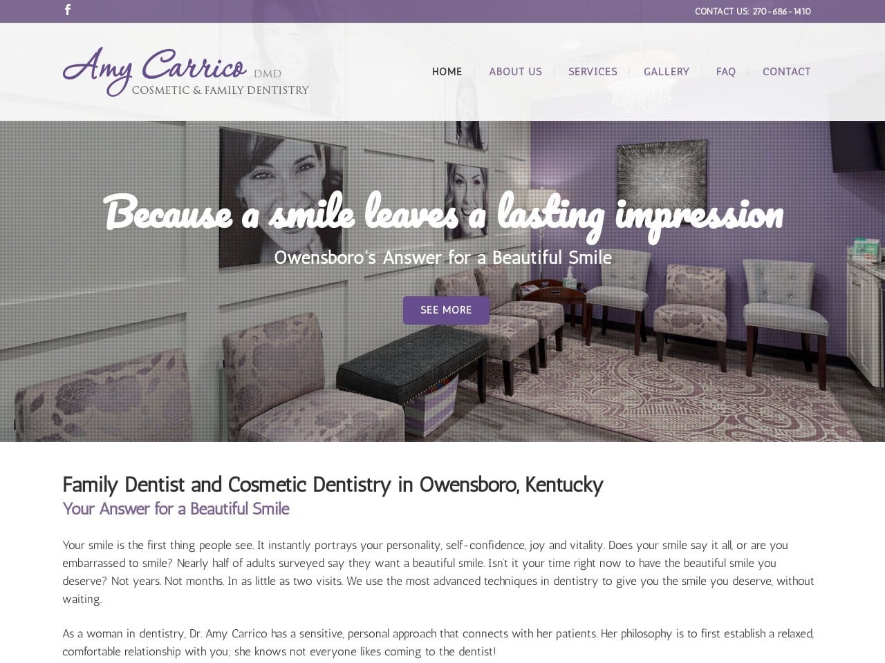 Amy Carrico DMD PLLC Website Screenshot from owensboro-dentist.com